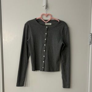 NWOT Everlane The Selfie Cardigan, Mid Heather Grey, S